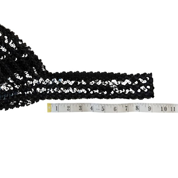 1970s Vintage Black Sequin Bra Top | Size Large - Picture 7 of 7